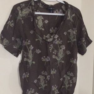 GAP Silk Brown Floral Top